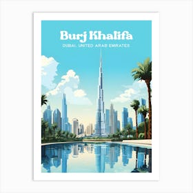 Burj Khalifa Dubai Skyline Travel Art Illustration Art Print