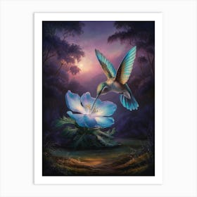 Hummingbird And Flower Art Print