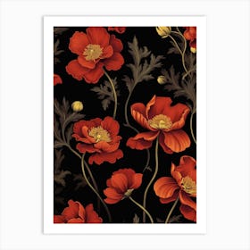 Winter Aconite 1 William Morris Style Winter Florals Art Print