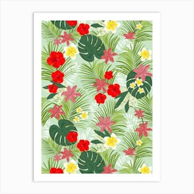Palm Leaves Hibiscus Art Print