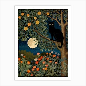 Cat In The Orange Tree Style William Morris Art Print