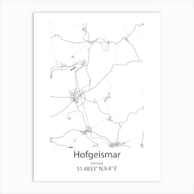 Hofgeismar,Germany Minimalist Map Art Print