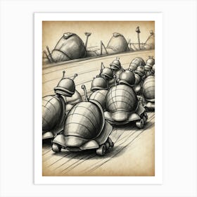 Snails On The Track Art Print