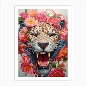 Tiger With Flowers 2 Art Print