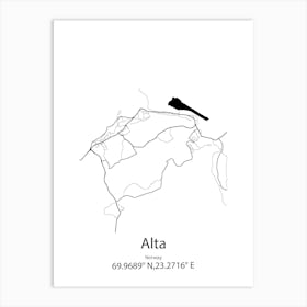 Alta,Norway Minimalist Map Art Print