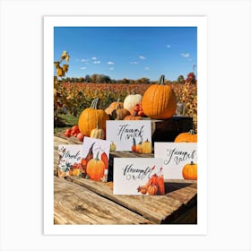 Assortment Of Wooden Thanksgiving Cards Arranged On A Rustic Wooden Table Backs Turned Towards The (6) Art Print