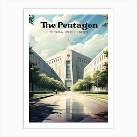 The Pentagon Virginia USA Military Defense Travel Art Illustration Art Print