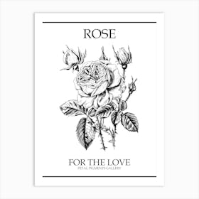 Black And White Rose Line Drawing 10 Poster Art Print