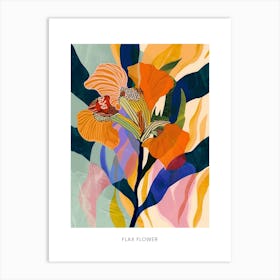 Colourful Flower Illustration Poster Flax Flower 1 Art Print