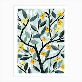 Teak Tree Flat Illustration 3 Art Print