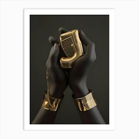 Two Hands With Gold Art Print