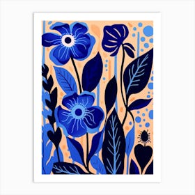 Blue Flower Illustration Gloriosa Lily 3 Art Print