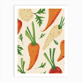 Root Vegetables Pattern Illustration 3 Art Print