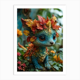 Photorealistic Creature Nestled Among Vibrant Foliage Captivating The Essence Of A Whimsical Dream Art Print