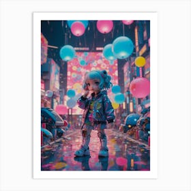 Girl With Balloons Art Print