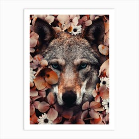 Wolf In Flowers Art Print