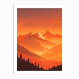 Misty Mountains Vertical Composition In Orange Tone 69 Art Print