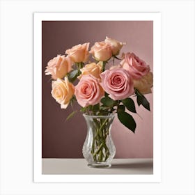 A Vase Of Pink Roses 80 Art Print