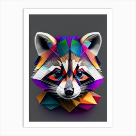 Baby Raccoon Modern Geometric Art Print