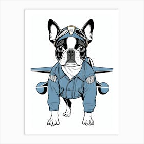 Boston Terrier Pilot-Reimagined 8 Art Print