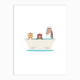 Animals In The Bath Art Print