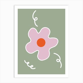 Pink Flower Doodle Art Print