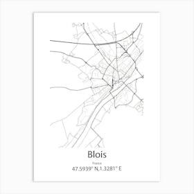 Blois,France Minimalist Map Art Print