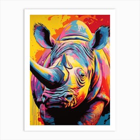 Rhino Pop Art Yellow Blue Pink 8 Art Print