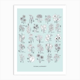 Floral Alphabet | Aquamarine Art Print