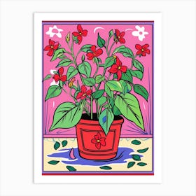 Pink And Red Plant Illustration Tradescantia Nanouk 1 Art Print