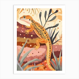 Orange Leopard Gecko Abstract Modern Illustration 2 Art Print