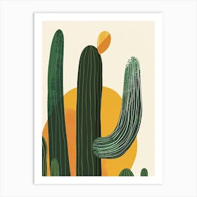 Rat Tail Cactus Minimalist Abstract Illustration 6 Art Print