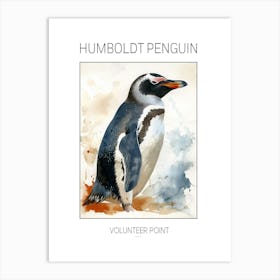 Humboldt Penguin Volunteer Point Watercolour Painting 3 Poster Art Print