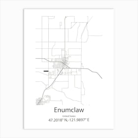 Enumclaw,United States Minimalist Map 1 Art Print