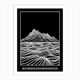 Ben Vorlich Loch Lomond Mountain Line Drawing 5 Poster Art Print