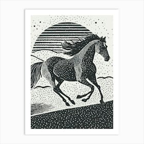 A Horse Galloping Across An Open Field Art Print