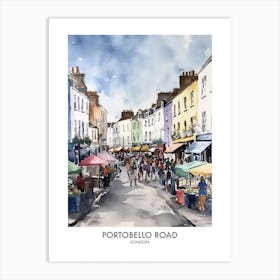 Portobello Road 3 Watercolour Travel Poster Art Print