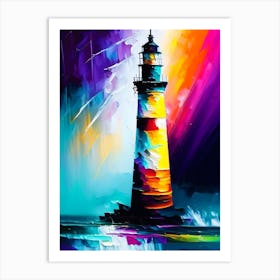 Lighthouse Waterscape Bright Abstract 1 Art Print