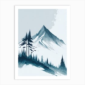 Mountain And Forest In Minimalist Watercolor Vertical Composition 3 Art Print