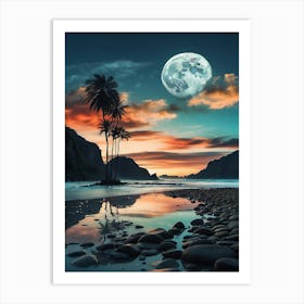 Sea ​​And Moon Art Art Print