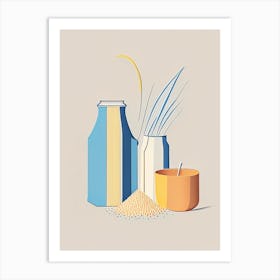 Spelt Milk Dairy Food Minimal Line Drawing Art Print