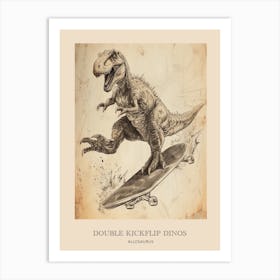 Allosaurus Vintage Dinosaur Poster 1 Art Print