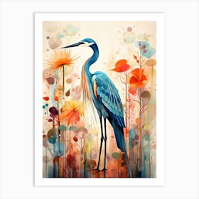 Bird Painting Collage Great Blue Heron 6 Art Print