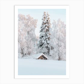 Snowed In Cabin Art Print