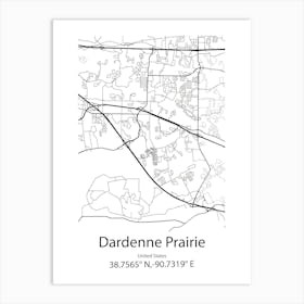 Dardenne Prairie,United States Minimalist Map Art Print