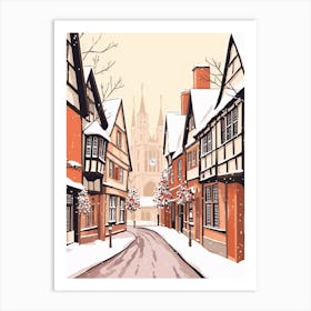 Vintage Winter Travel Illustration Stratford Upon Avon United Kingdom 1 Art Print