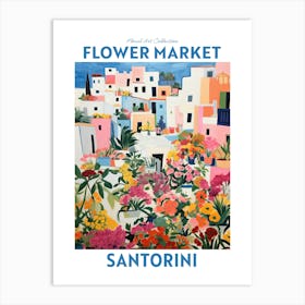 Santorini Greece Flower Market Floral Art Print Travel Print Plant Art Modern Style Art Print