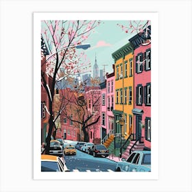 Greenwich Village New York Colourful Silkscreen Illustration 4 Art Print