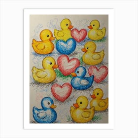 Ducks And Hearts Art Print