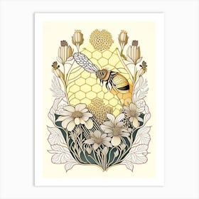 Beehive With Flowers 7 Vintage Art Print